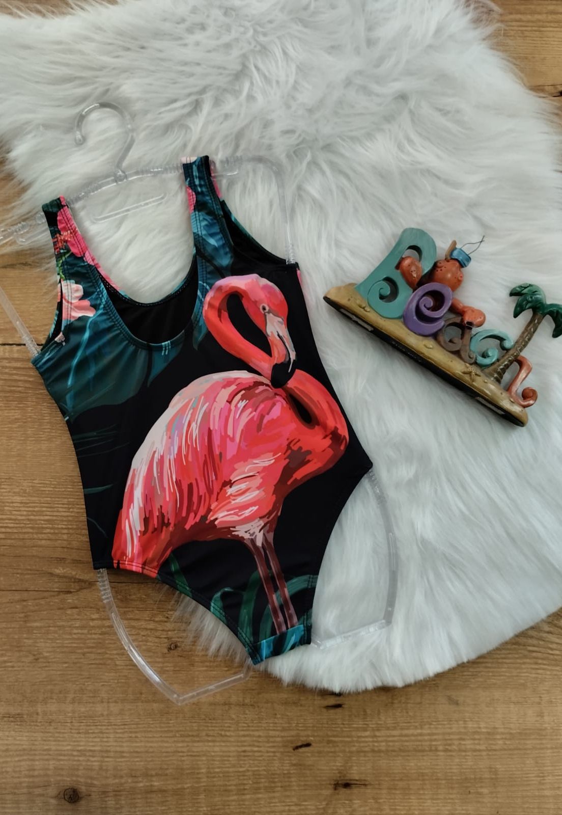 Maiô Feminino Infantil Flamingos